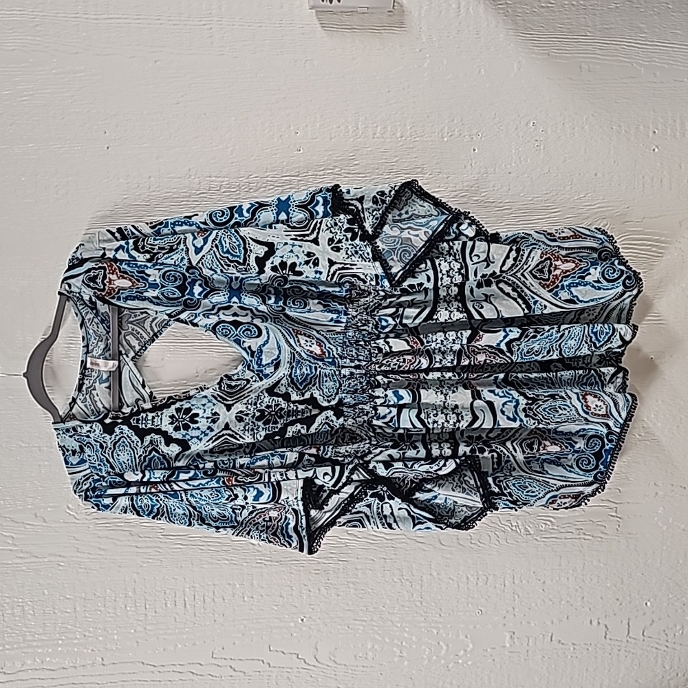 Cacique Blue and Black Patterned Swim Coverup